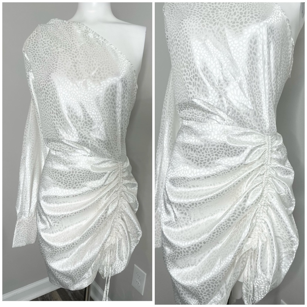 Simpler Plus White Ruched One-Shoulder Dress- NEW-2X - Picture 4 of 6